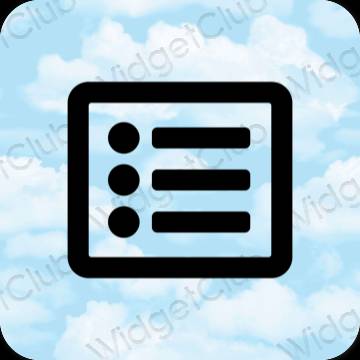 Estetski pastelno plava Reminders ikone aplikacija