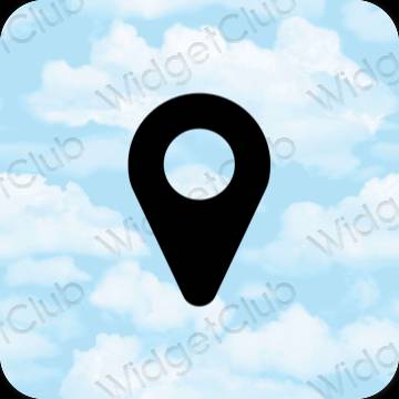 Estetsko pastelno modra Map ikone aplikacij