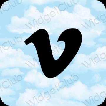 Estetický pastelově modrá Vimeo ikony aplikací
