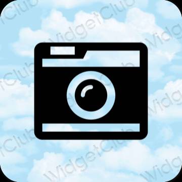 Estetis biru pastel Camera ikon aplikasi