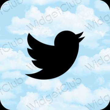 Estetisk pastellblå Twitter app ikoner