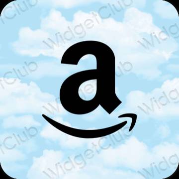 زیبایی شناسی آبی پاستلی Amazon آیکون های برنامه