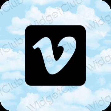 Estetik biru pastel Vimeo ikon aplikasi