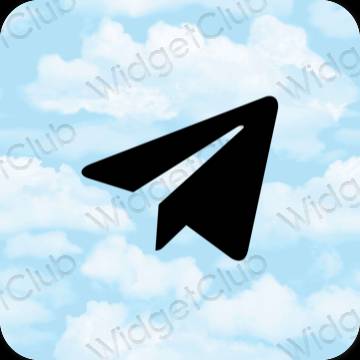 Æstetisk pastel blå Telegram app ikoner
