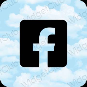 Αισθητικός παστέλ μπλε Facebook εικονίδια εφαρμογών