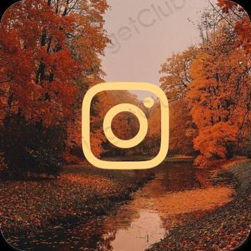 Estético naranja Instagram iconos de aplicaciones