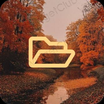 Estetický oranžový Files ikony aplikací