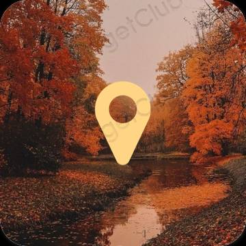Estetisk orange Google Map app ikoner