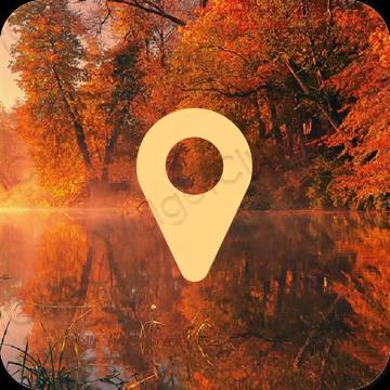 Æstetisk orange Google Map app ikoner
