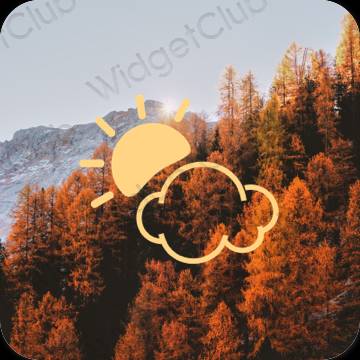 Esztétika narancssárga Weather alkalmazás ikonok