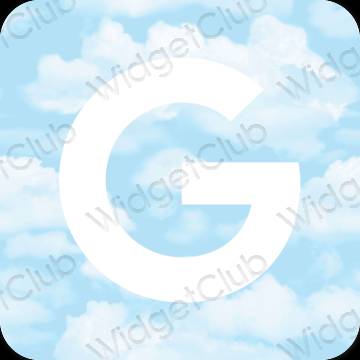 Estetyka pastelowy niebieski Google ikony aplikacji