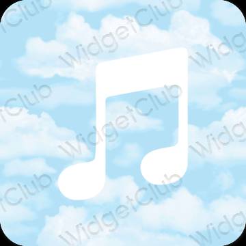 Estético azul pastel Apple Music iconos de aplicaciones