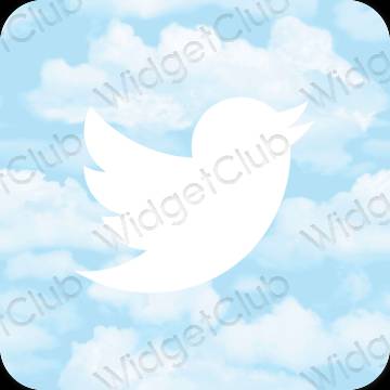 Естетичен пастелно синьо Twitter икони на приложения