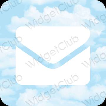 Естетичен пастелно синьо Mail икони на приложения