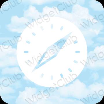 Esztétika pasztell kék Safari alkalmazás ikonok