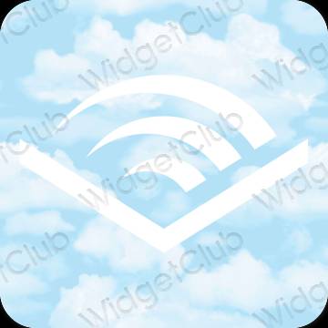 Aesthetic pastel blue Audible app icons