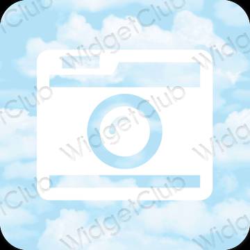 Estético azul pastel Camera iconos de aplicaciones
