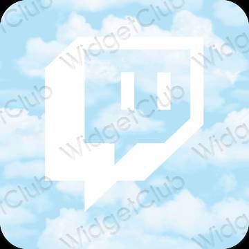 Естетски пастелно плава Twitch иконе апликација