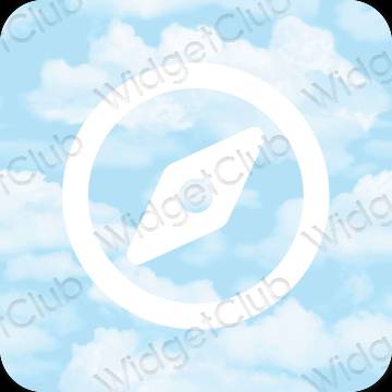 Estetyka pastelowy niebieski Safari ikony aplikacji