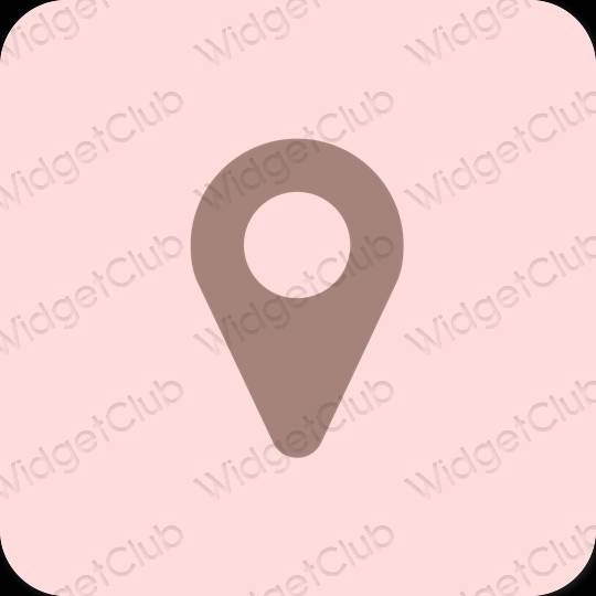 جمالي الوردي الباستيل Google Map أيقونات التطبيق