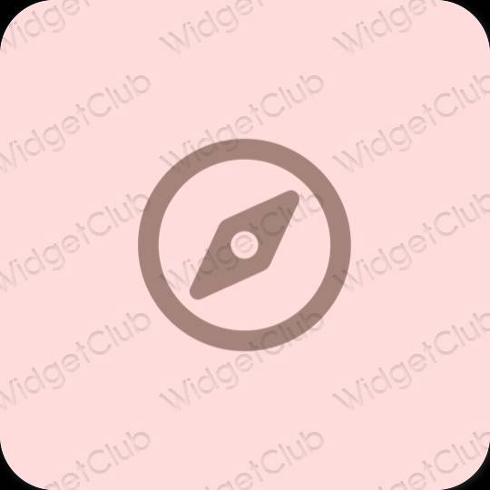 Esthétique rose pastel Safari icônes d'application