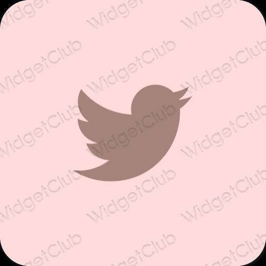 Estetisk pastell rosa Twitter app ikoner
