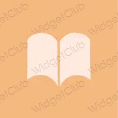 Естетичен оранжево Books икони на приложения