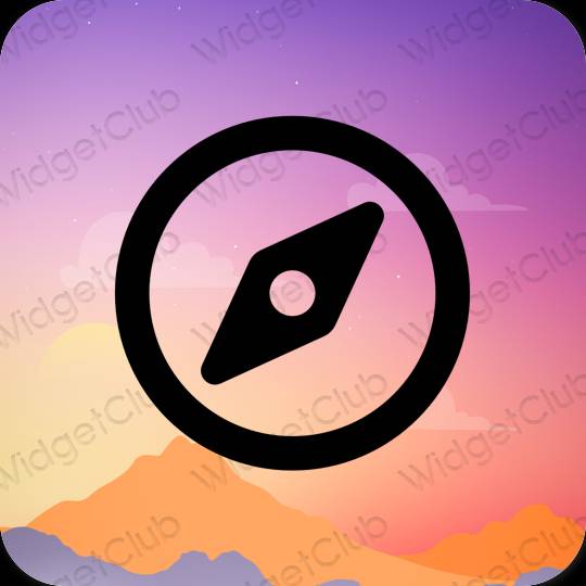 Estético Preto Safari ícones de aplicativos