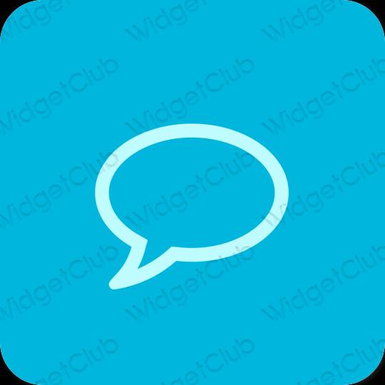 Αισθητικός μπλε νέον Messages εικονίδια εφαρμογών