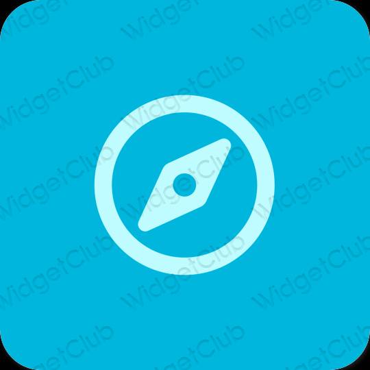 Estetické Modrá Safari ikony aplikácií