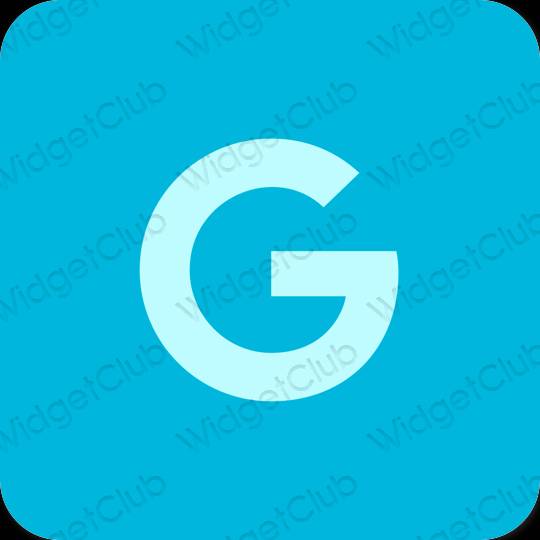 Estetický neonově modré Google ikony aplikací