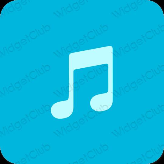 Estetisk neonblå Apple Music app ikoner