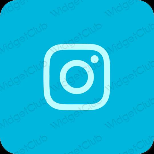 Estético azul neón Instagram iconos de aplicaciones