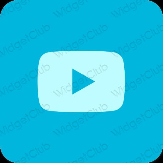 Естетичний неоновий синій Youtube значки програм