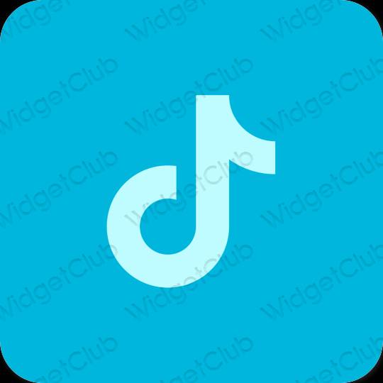 Estetisk neonblå TikTok app ikoner