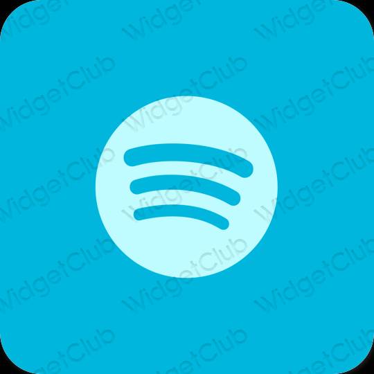 Estetický neonově modré Spotify ikony aplikací