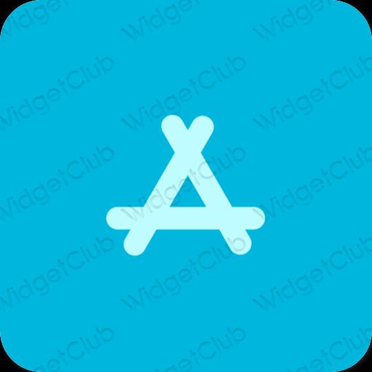 Estetyka neonowy niebieski AppStore ikony aplikacji
