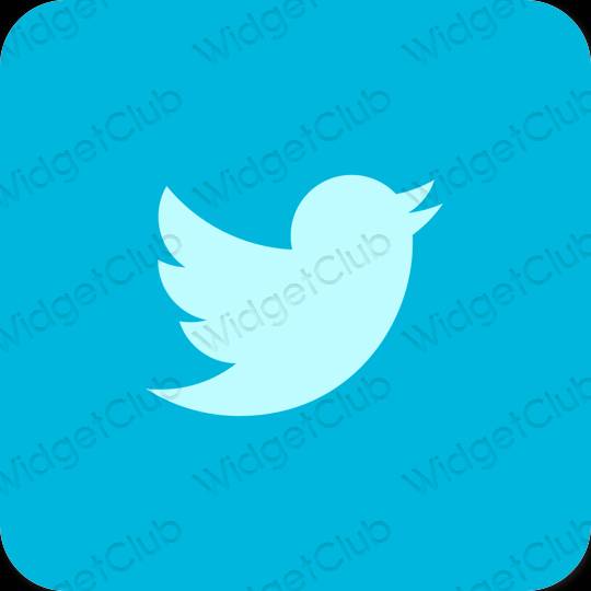 Esteetiline sinine Twitter rakenduste ikoonid