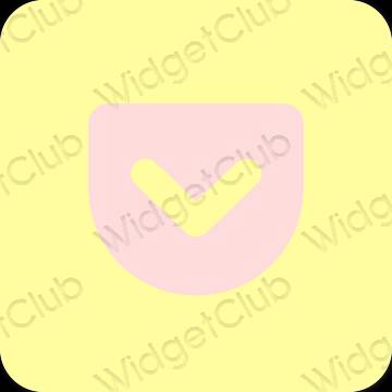Estetické žltá Pocket ikony aplikácií