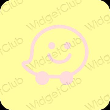 Estetický žlutá Waze ikony aplikací