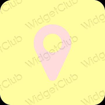 Æstetisk gul Map app ikoner