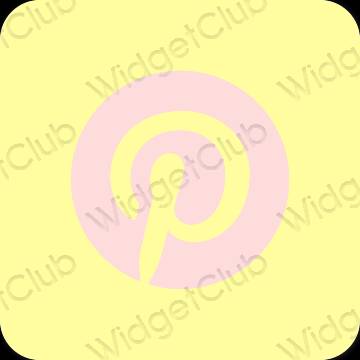 Aesthetic yellow Pinterest app icons