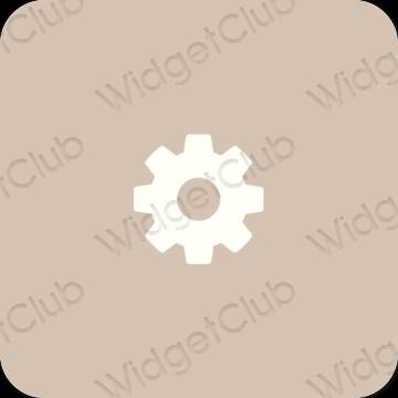 Estetický béžový Settings ikony aplikací
