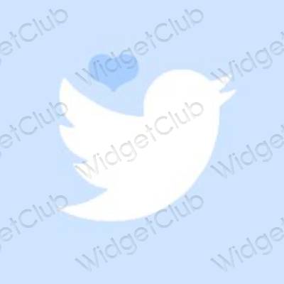 Æstetisk pastel blå Twitter app ikoner