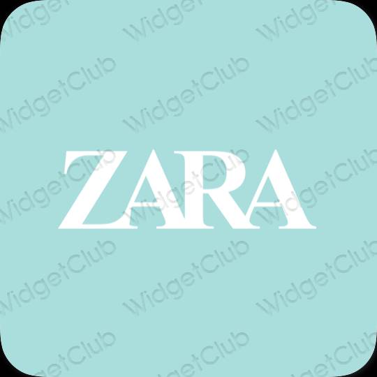 زیبایی شناسی آبی پاستلی ZARA آیکون های برنامه