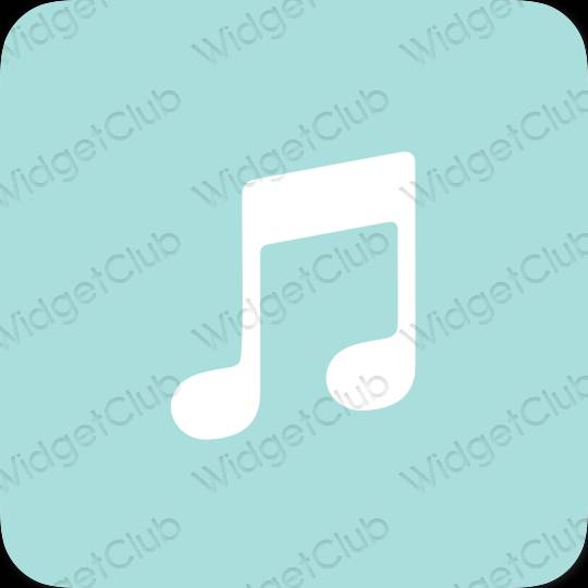 زیبایی شناسی آبی پاستلی Apple Music آیکون های برنامه