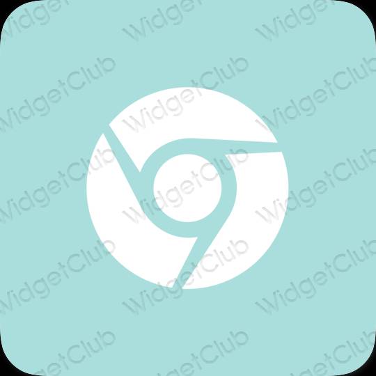 Aesthetic pastel blue Chrome app icons
