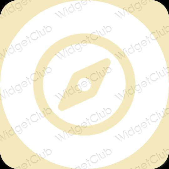 Естетичен жълто Safari икони на приложения