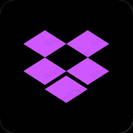 Estético Preto Dropbox ícones de aplicativos