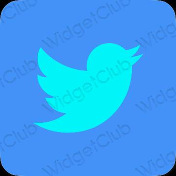 Estetico blu neon Twitter icone dell'app